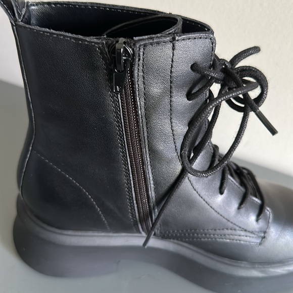 Steve Madden Jazmin Black Combat Lace Up Block Heel Platform Boots - Picture 7 of 12